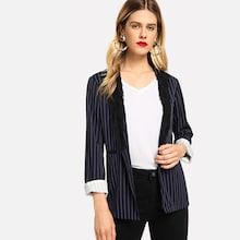Shein Lace Contrast Striped Blazer
