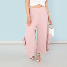 Shein Plus Ruffle Trim Wide Leg Pants