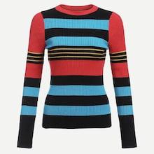 Shein Colorblock Slim Fitted Ribbed Knit Jumper