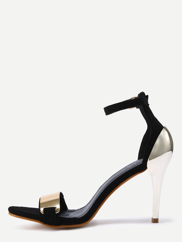 Shein Contrast Ankle Strap Stiletto Sandals