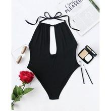 Shein Plunging V Neckline Tie Neck Back Bodysuit