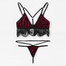 Shein Plus Eyelash Lace Hem Lingerie Set