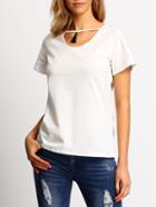 Shein White Short Sleeve Hollow T-shirt