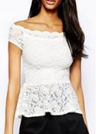 Rosewe Glamorous Off The Shoulder Short Sleeve White T Shirt