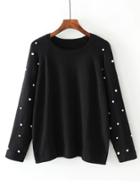 Shein Faux Pearl Embellished Raglan Sleeve Knitwear