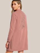 Shein Hidden Pocket Side Embroidered Duster Coat
