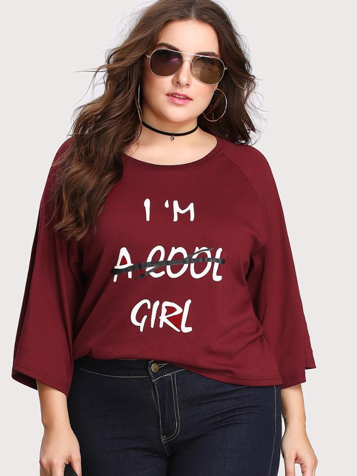Shein Raglan Sleeve Graphic Tee