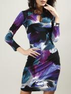 Shein Purple Keyhole Ink Print Bodycon Dress