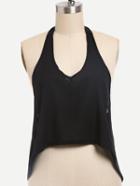 Shein Black Chiffon Asymmetric Halter Neck Top