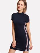 Shein Striped Side Fitted Tee Dress