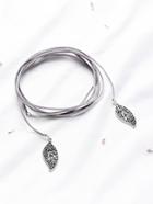 Shein Grey Leaf Pendant Layered Choker Necklace