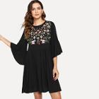 Shein Embroidery Appliques Floral Dress