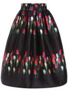 Shein Colour Rose Print Flare Skirt