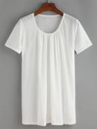 Shein White Round Neck Chiffon T-shirt