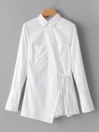 Shein Tie Detail Asymmetric Longline Shirt