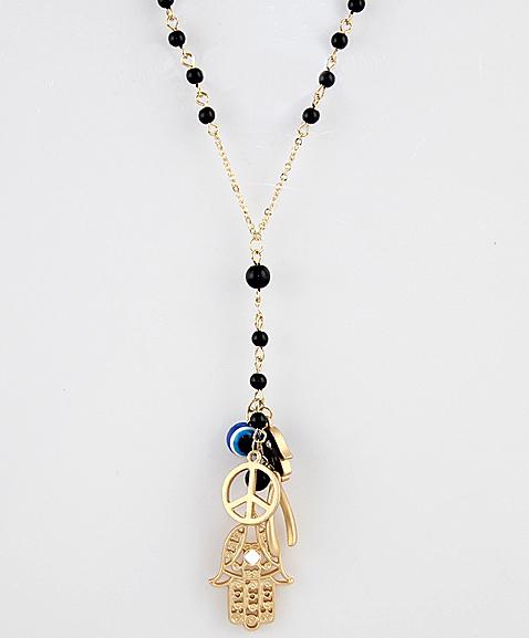 Shein Bead Hand Evil Eye Peace Multielement Antique Necklace