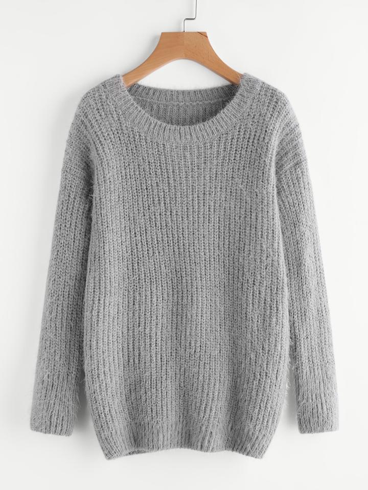 Shein Drop Shoulder Fluffy Jumper