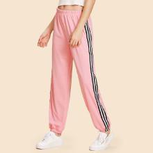 Shein Striped Side Stretch Waist Sweatpants