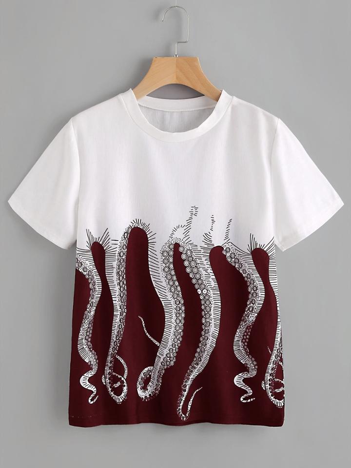 Shein Octopus Print Tee