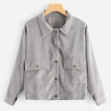 Shein Plus Corduroy Pocket Decoration Jacket