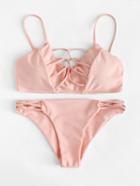 Shein Criss Cross Plain Bikini Set