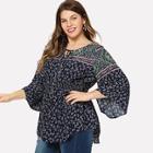 Shein Plus Ornate Print Elastic Waist Top