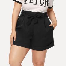 Shein Plus Pocket Side Belted Shorts