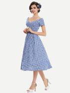 Shein Double V Checkered Swing Dress