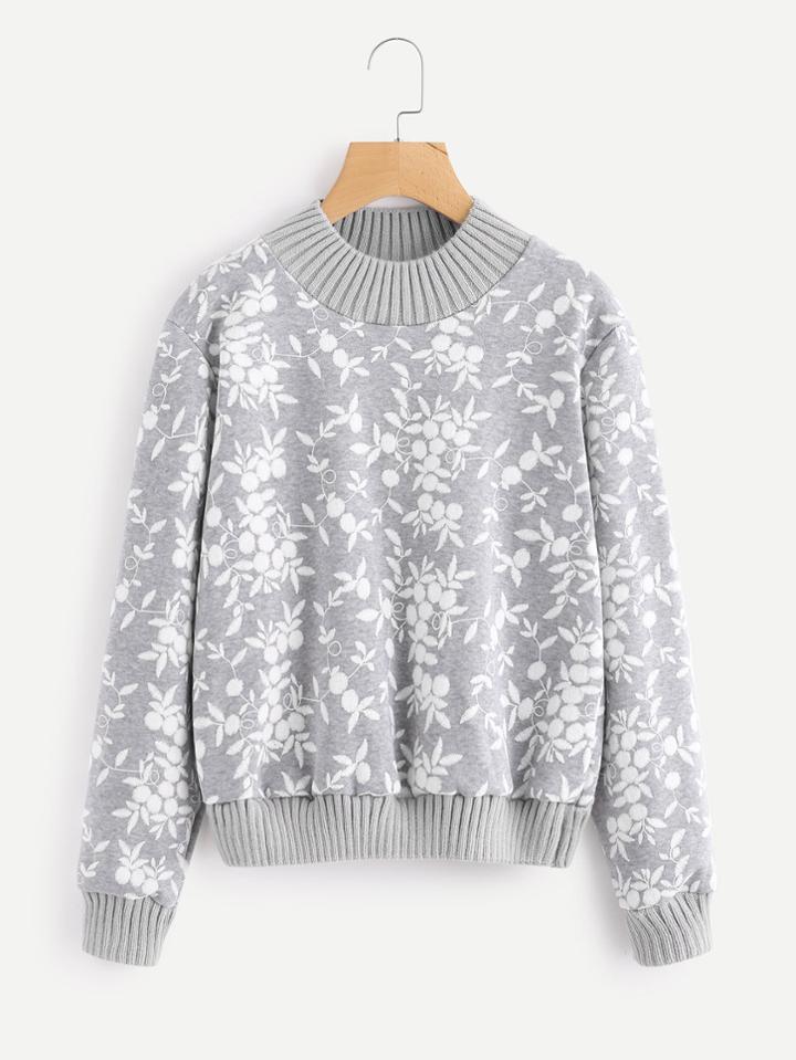Shein Printed Random Contrast Trim Sweatshirt