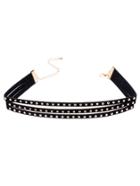 Shein Black Layered Gold Metal Studded Choker Necklace