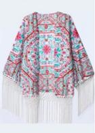 Rosewe Gorgeous Tassels Decorated Print Design Long Sleeve Cardigans