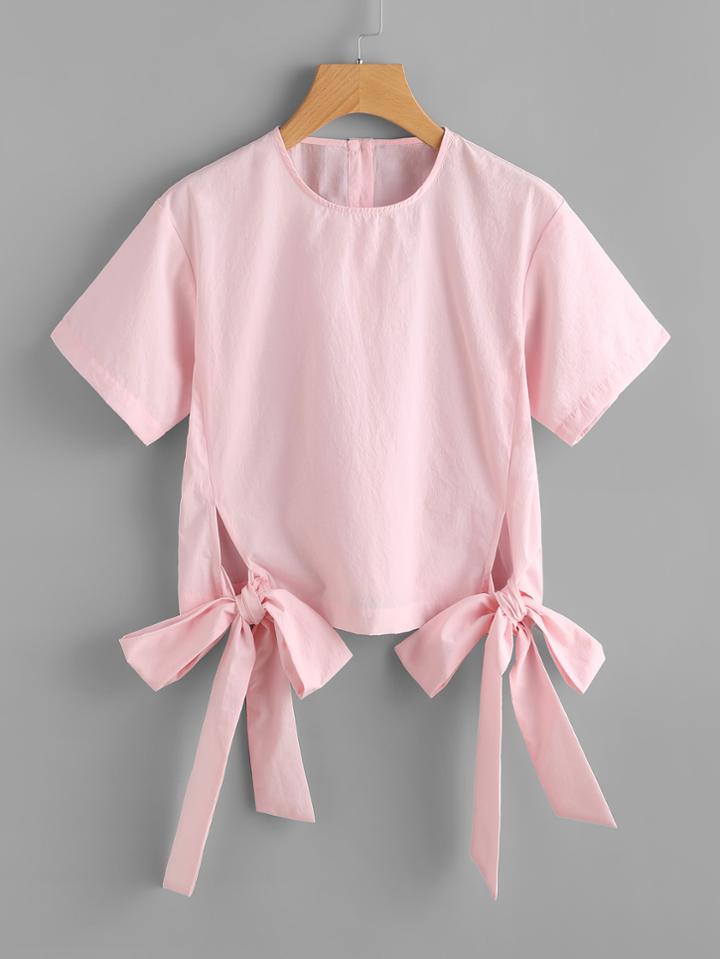 Shein Bow Tie Hem Blouse