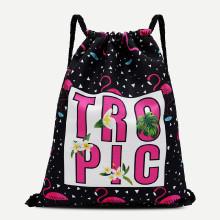 Shein Flamingo Print Drawstring Backpack