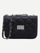 Shein Black Twist Lock Diamondback Pu Chain Bag