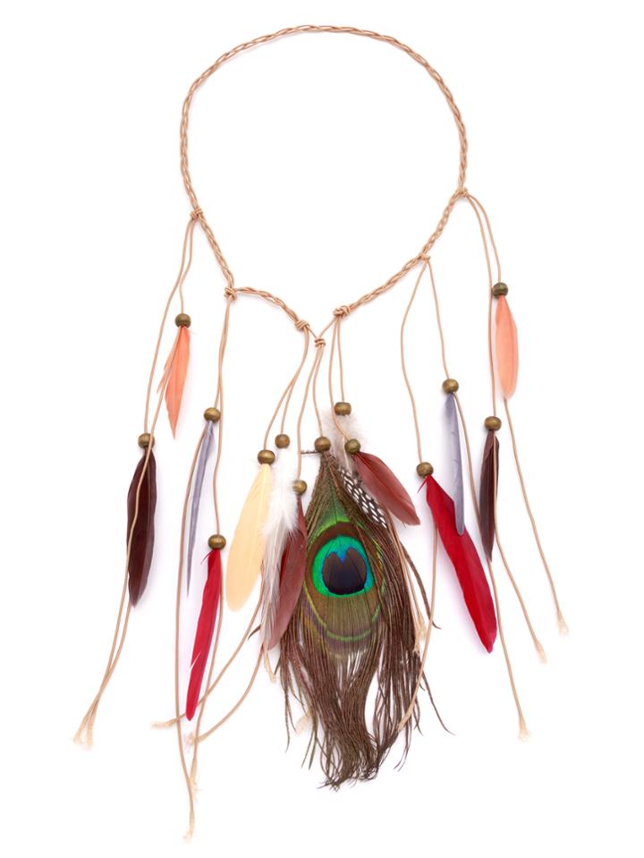 Shein Multicolor Feather Fringe Braided Beaded Hair Accessory