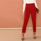 Shein Frill Waist Pleated Solid Pants