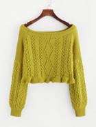 Shein Eyelet Mixed Knit Bardot Jumper