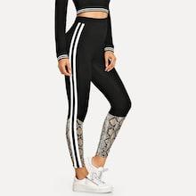 Shein Striped Side Snakeskin Print Leggings