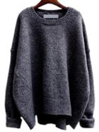 Shein Black Round Neck Split Loose Sweater