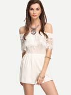 Shein White Lace Off-the-shoulder Romper