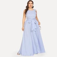 Shein Plus Waist Belted Striped Shell Dress