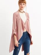 Shein Pink Roll Tab Sleeve Asymmetric Coat