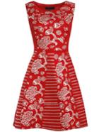 Shein Red Embroidered Jacquard A-line Dress