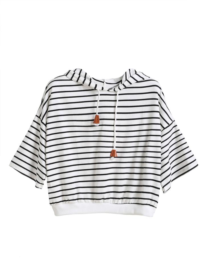 Shein Hoodie Dropped Shoulder Seam Drawstring T-shirt