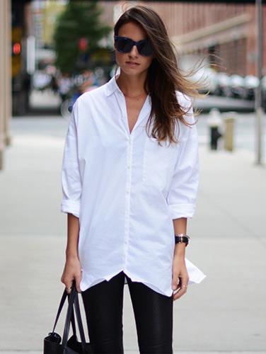 Shein White Lapel Long Sleeve Pocket Loose Blouse