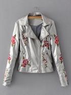 Shein Rose Embroidery Studded Detail Metallic Jacket