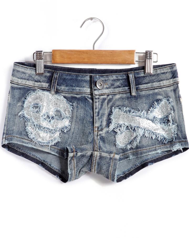 Shein Blue Bleached Ripped Denim Shorts