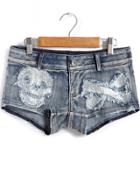 Shein Blue Bleached Ripped Denim Shorts