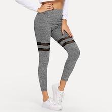 Shein Mesh Insert Heathered Knit Leggings