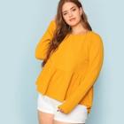 Shein Plus Raglan Sleeve Dip Hem Textured Top